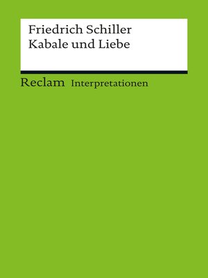 cover image of Interpretation. Friedrich Schiller